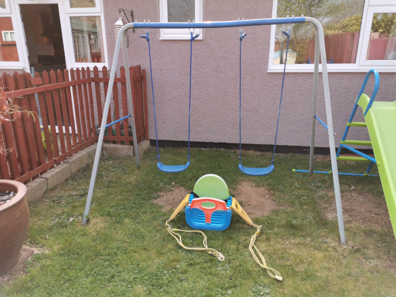 double toddler swing set